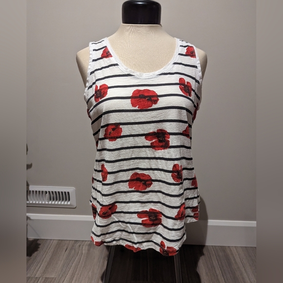 White striped poppy tank top - Picture 1 of 3